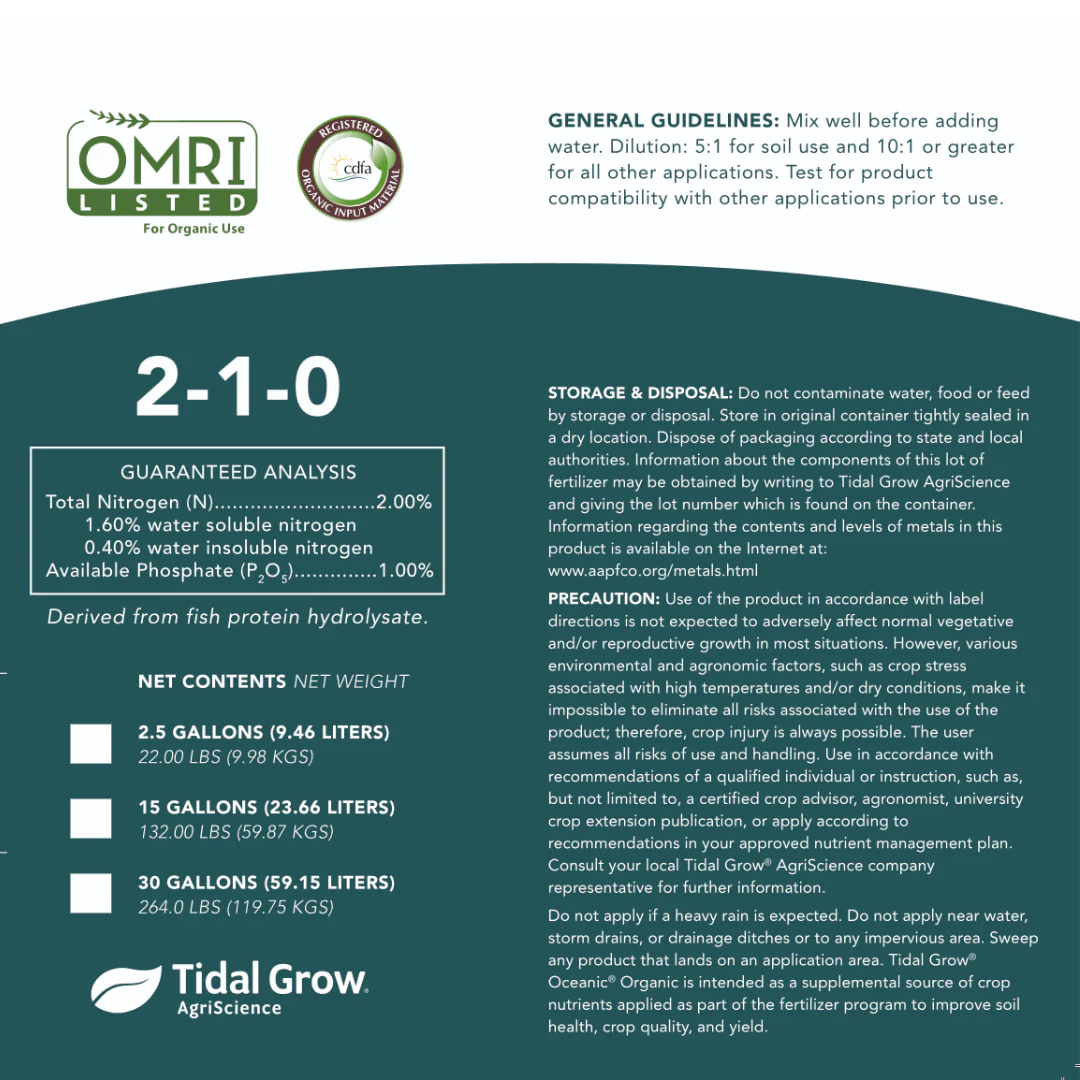 Pacific Gro  (Tidal Grow®) Oceanic Hydrolysate 2-1-0.3 with Crab and Shrimp - Image 3